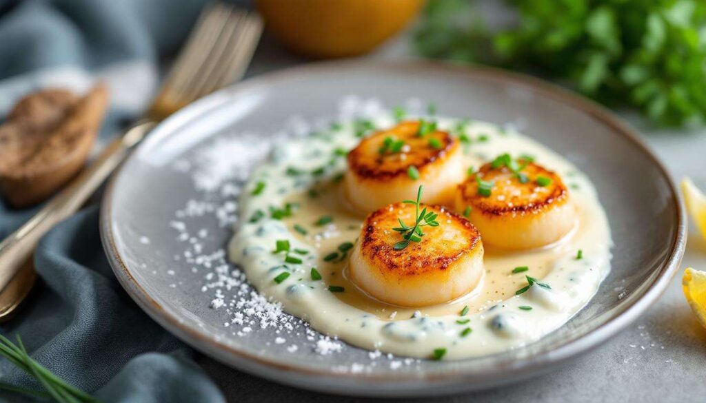 Pour les fêtes, découvrez la recette des coquilles Saint-Jacques à la crème de bleu