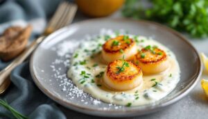 Pour les fêtes, découvrez la recette des coquilles Saint-Jacques à la crème de bleu