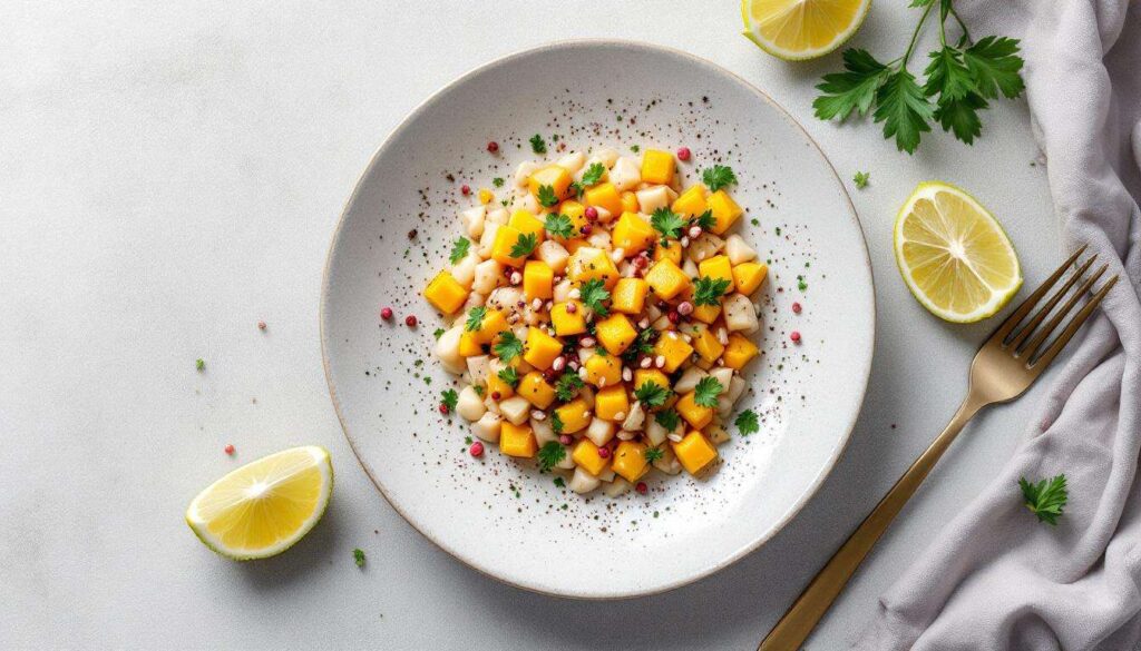 Léger et raffiné : ce tartare de bar et mangue au Thermomix est l’entrée fraîche qu’il vous faut pour Noël !