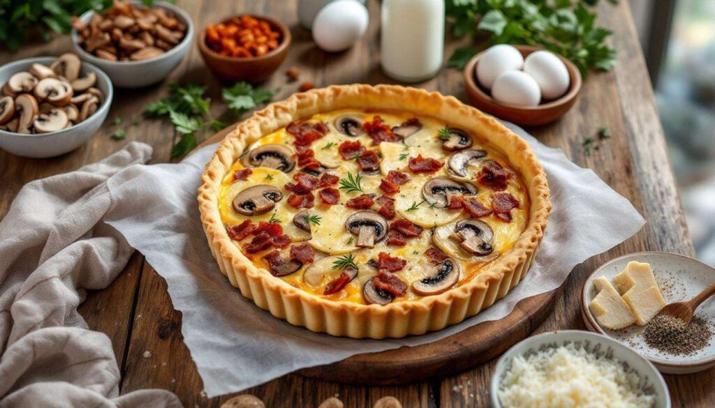 Facile, rapide et savoureuse : la quiche aux champignons et lardons que tout le monde vous redemandera