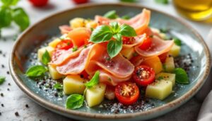 Entrée fraîcheur express : le tartare jambon melon tomate prêt en 10 minutes