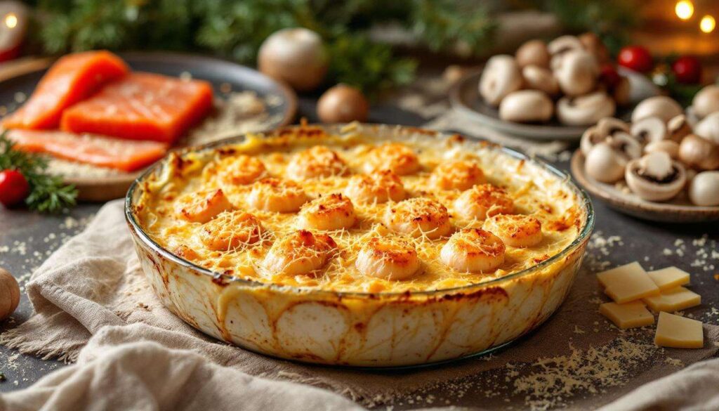 Oubliez la dinde : ce gratin ultra crémeux Saumon & Saint-Jacques sera votre plat de Noël parfait