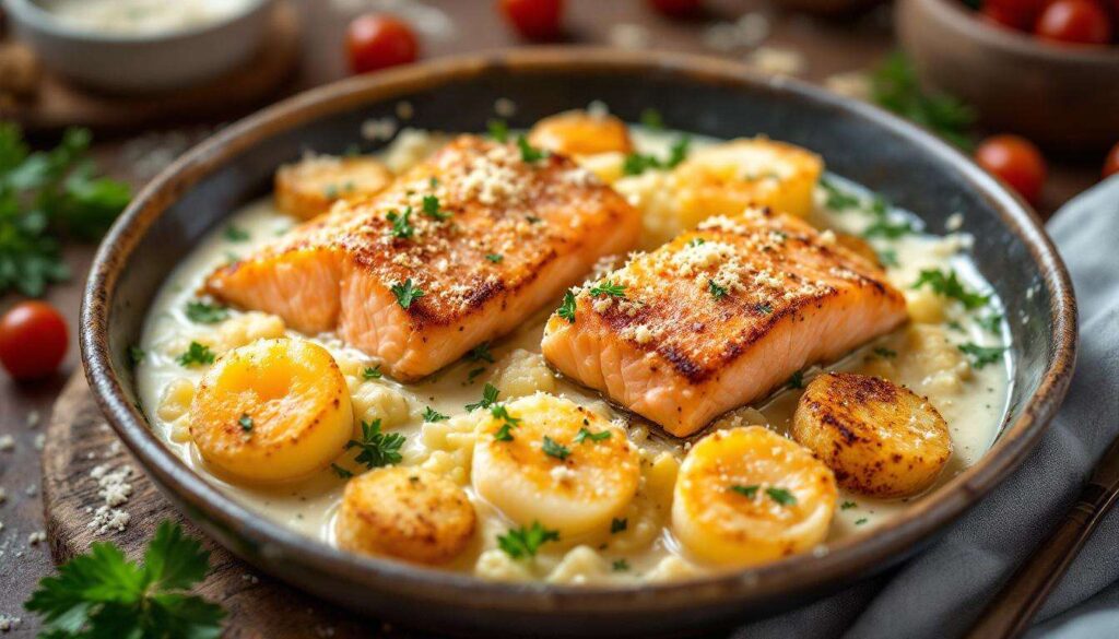 Oubliez la dinde : ce gratin ultra crémeux Saumon & Saint-Jacques sera votre plat de Noël idéal