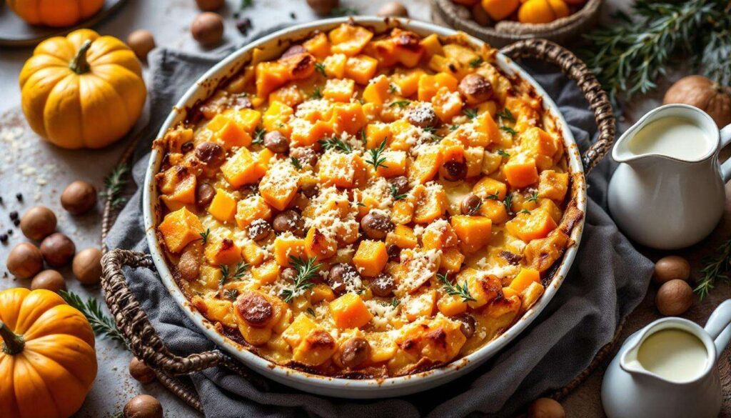 Le duo courge-châtaigne dans un gratin doré et fondant : une recette d’hiver qui apaise dès la première bouchée