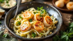 Poireaux fondants, Saint-Jacques moelleuses et gratin croustillant : un plat qui va envoûter toute la tablée