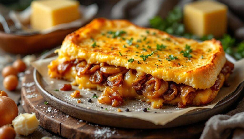 Ultra fondant, doré et croustillant : le croque maison au comté et oignons confits qui fait chavirer les papilles