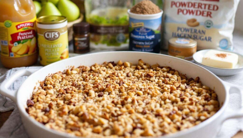 Pommes, poires, noisettes : le trio gagnant pour un crumble express prêt en 20 minutes