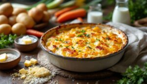 Gratin de pommes de terre, poireaux et carottes : fondant, bien doré et facile à préparer