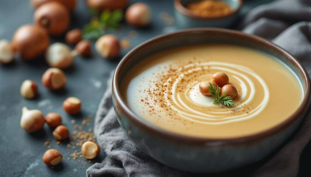 Le topinambour n’a jamais été aussi gourmand : le velouté à la crème et aux noisettes grillées qui séduit toute la tablée