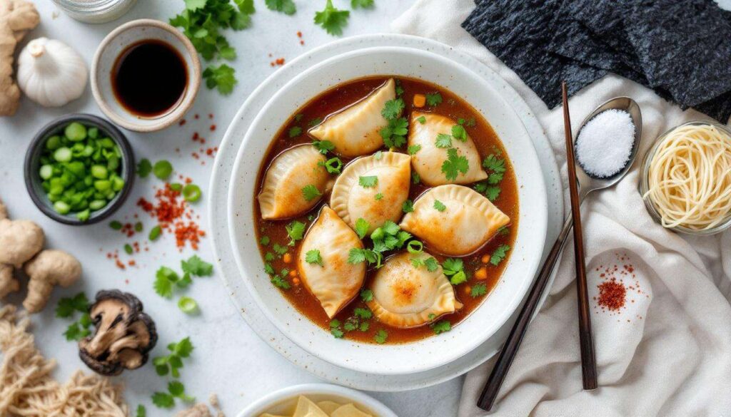 Recette de la flemme : la soupe aux inspirations asiatiques avec des gyozas surgelés