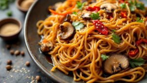 Vermicelle sauté aux légumes et champignons noirs : le wok simple et bien parfumé