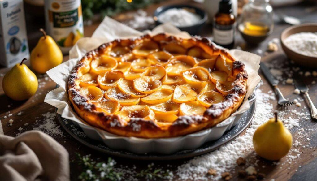 Clafoutis aux poires sans œufs : la version à la fécule de maïs qui tient parfaitement malgré la pénurie