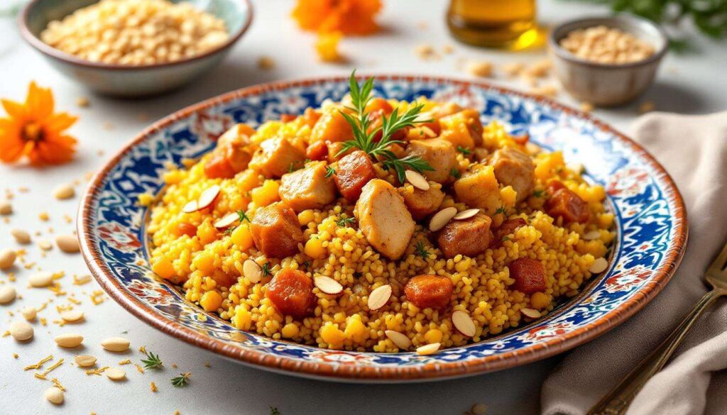 Couscous tfaya au poulet et oignons caramélisés : ce topping marocain magique transforme un couscous ordinaire en festin