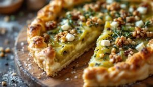 Cette tarte fine aux poireaux et au bleu d'Auvergne est plus facile qu'une quiche et deux fois plus savoureuse